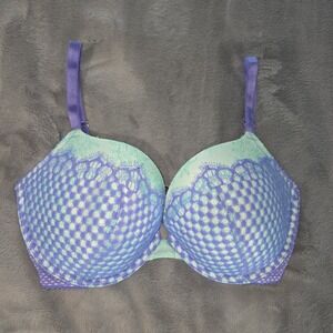 Victoria's Secret Very Sexy Push Up Bra 34DDD Purple Teal‎ Lace Underwire
